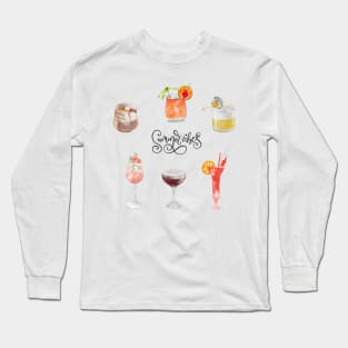 Watercolour Summer Cocktail Collection Long Sleeve T-Shirt